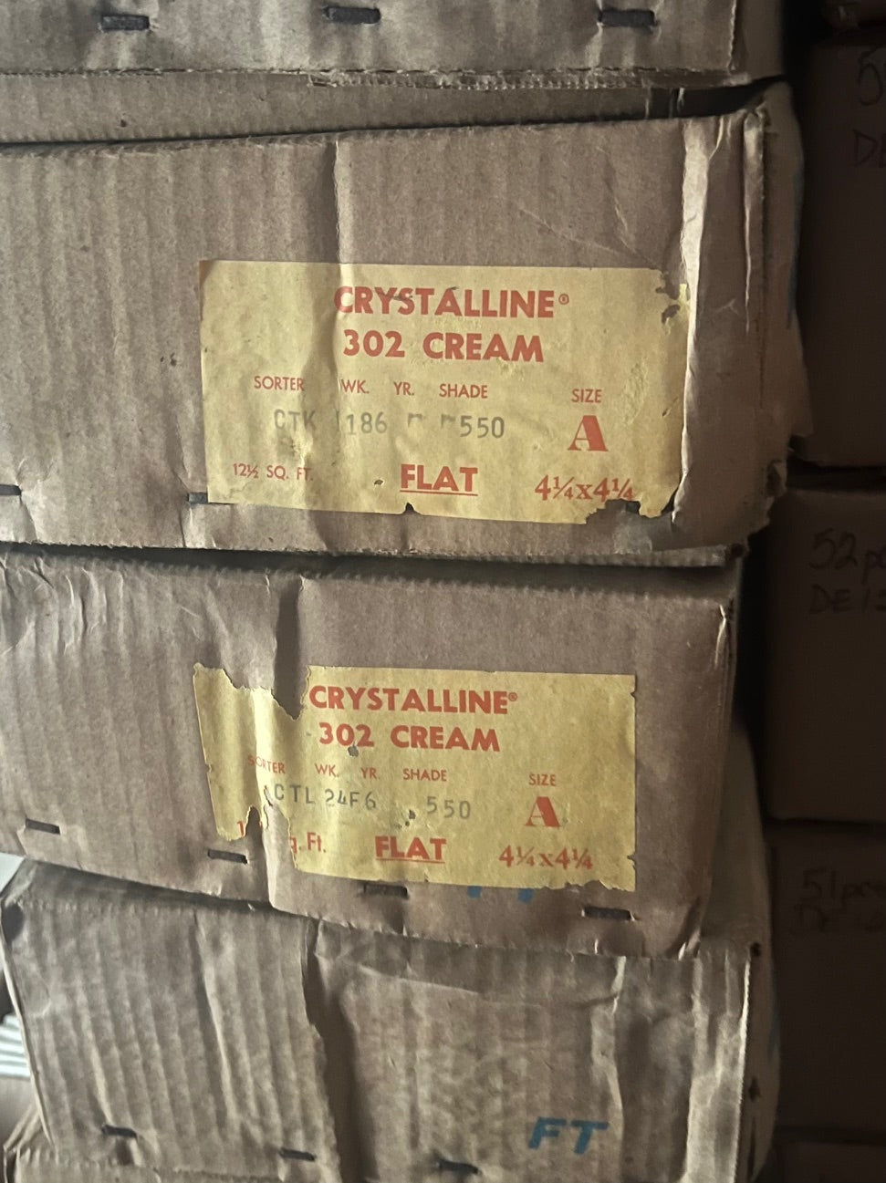 1980s American Olean Crystalline 302 Cream Wall Tile, 120 Sq Ft Available - 10 Sq Ft Per Box