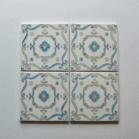 Vintage Mid 20th Century Blue Italian Porcelain Wall Tile, 20 Sq Ft Lot - 159 Piece Set