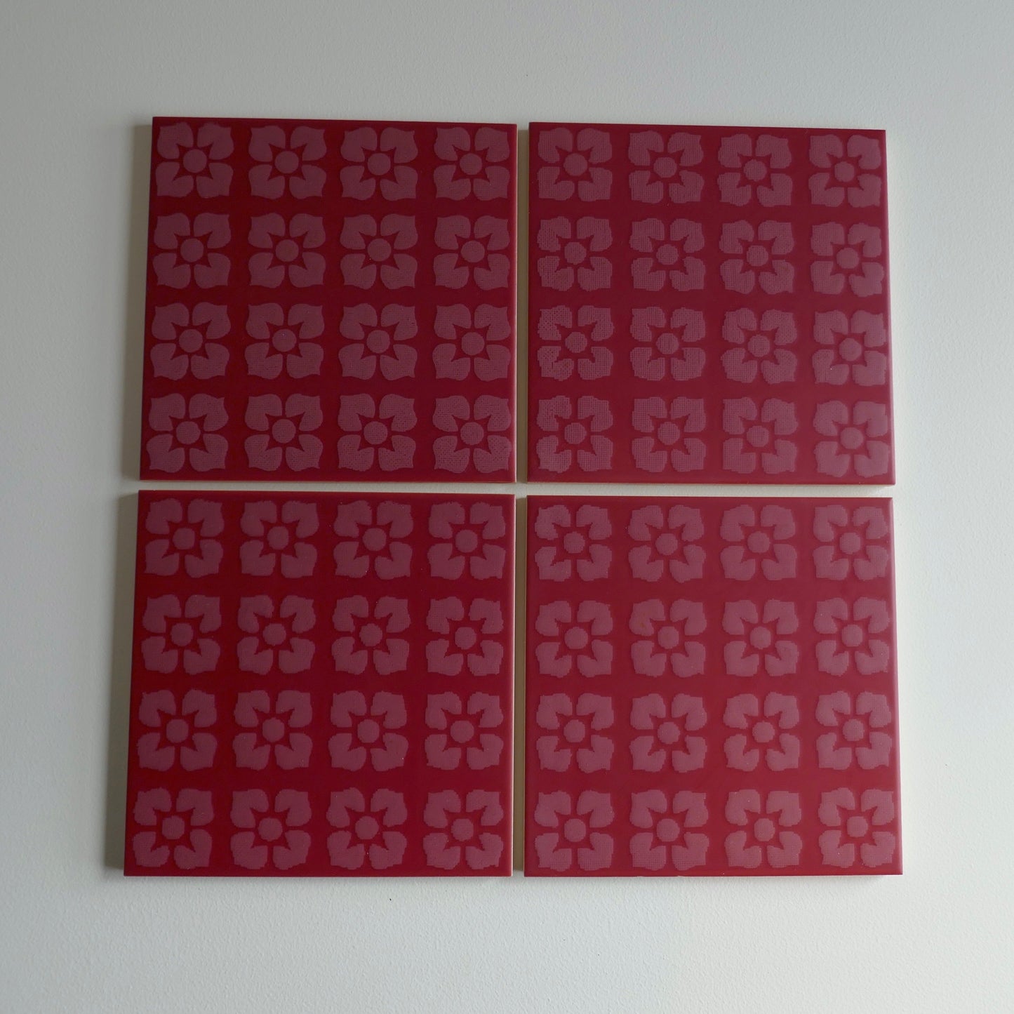 Vintage 1960s Mid-Century Modern Red Floor Tile, 16 Sq Ft Lot - 64 Piece Set, 32 Sq Ft Available