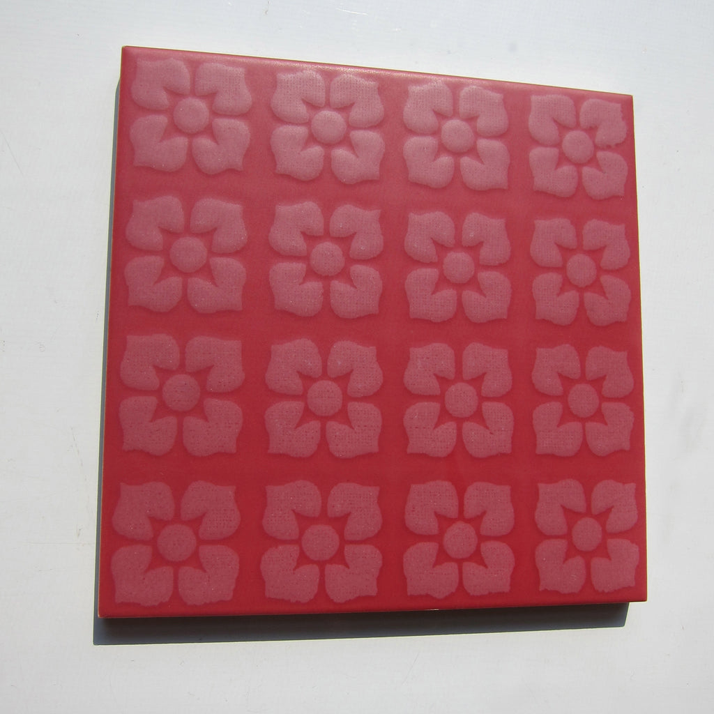 Vintage 1960s Mid-Century Modern Red Floor Tile, 16 Sq Ft Lot - 64 Piece Set, 32 Sq Ft Available
