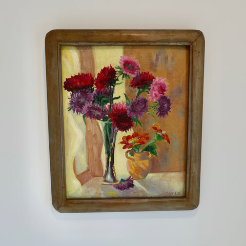 Vintage Konrad Honold Fauvist Oil Painting Still Life of a Floral Arrangement, Framed