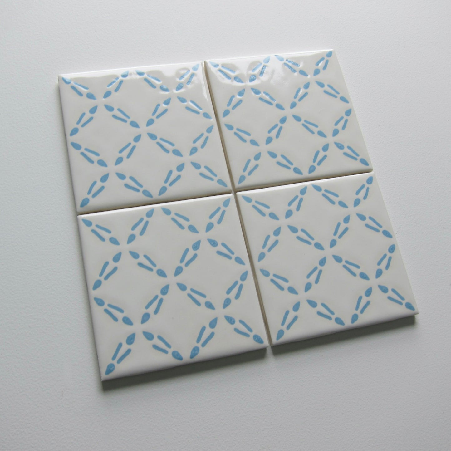 Vintage Wenczel Blue & White 1960s Mid-Century Modern Wall Tile, 24 Sq Ft Lot - 180 Piece Set