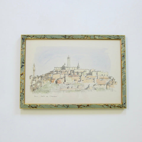 Set of Eight 1950s Piero Cicionesi Signed Architectural Watercolor Paintings of Italy, Framed