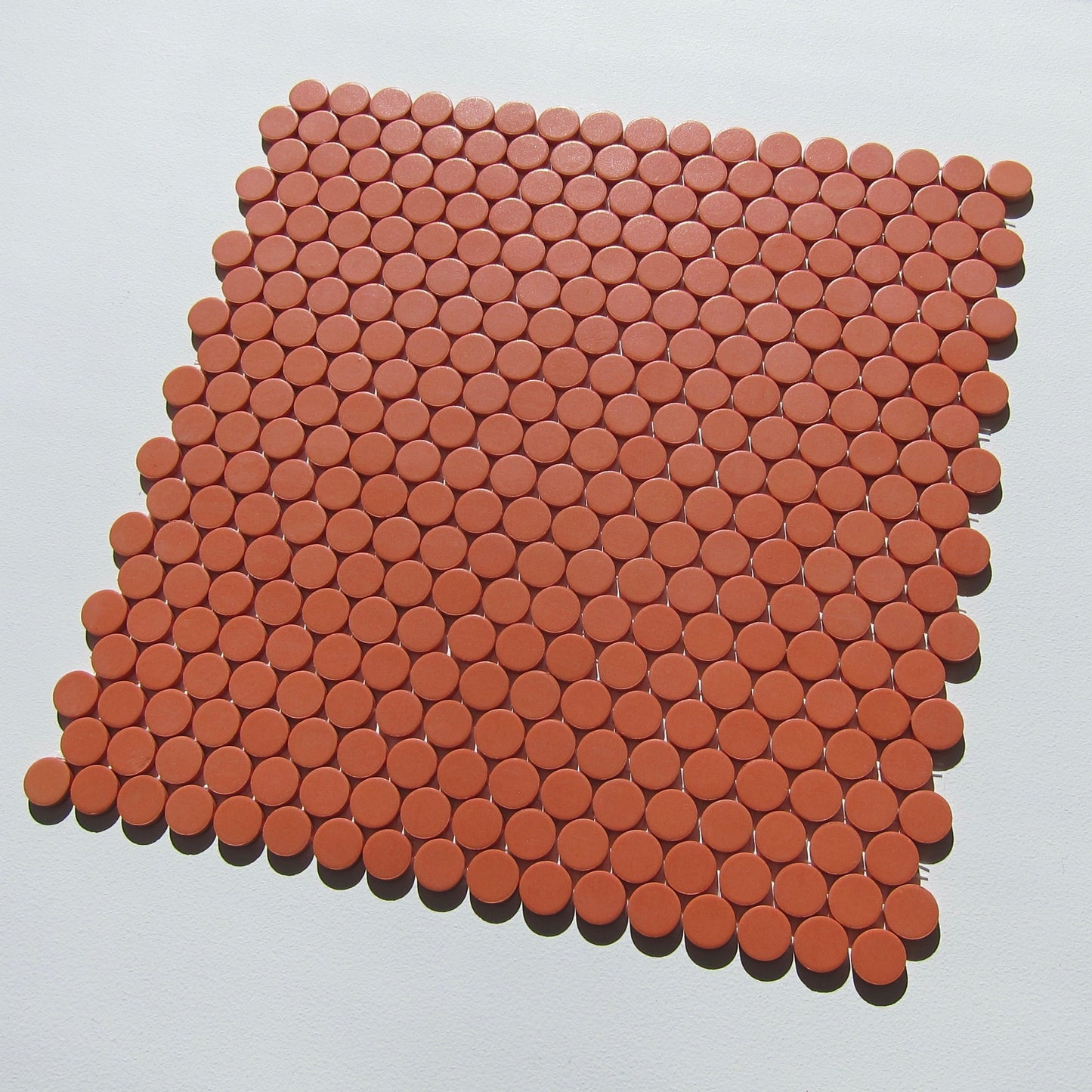 Vintage French Emaux de Briare 1970s Orange Floor/ Wall Penny Tile, 44 Sq Ft Available, 22 Sq Ft Per Box