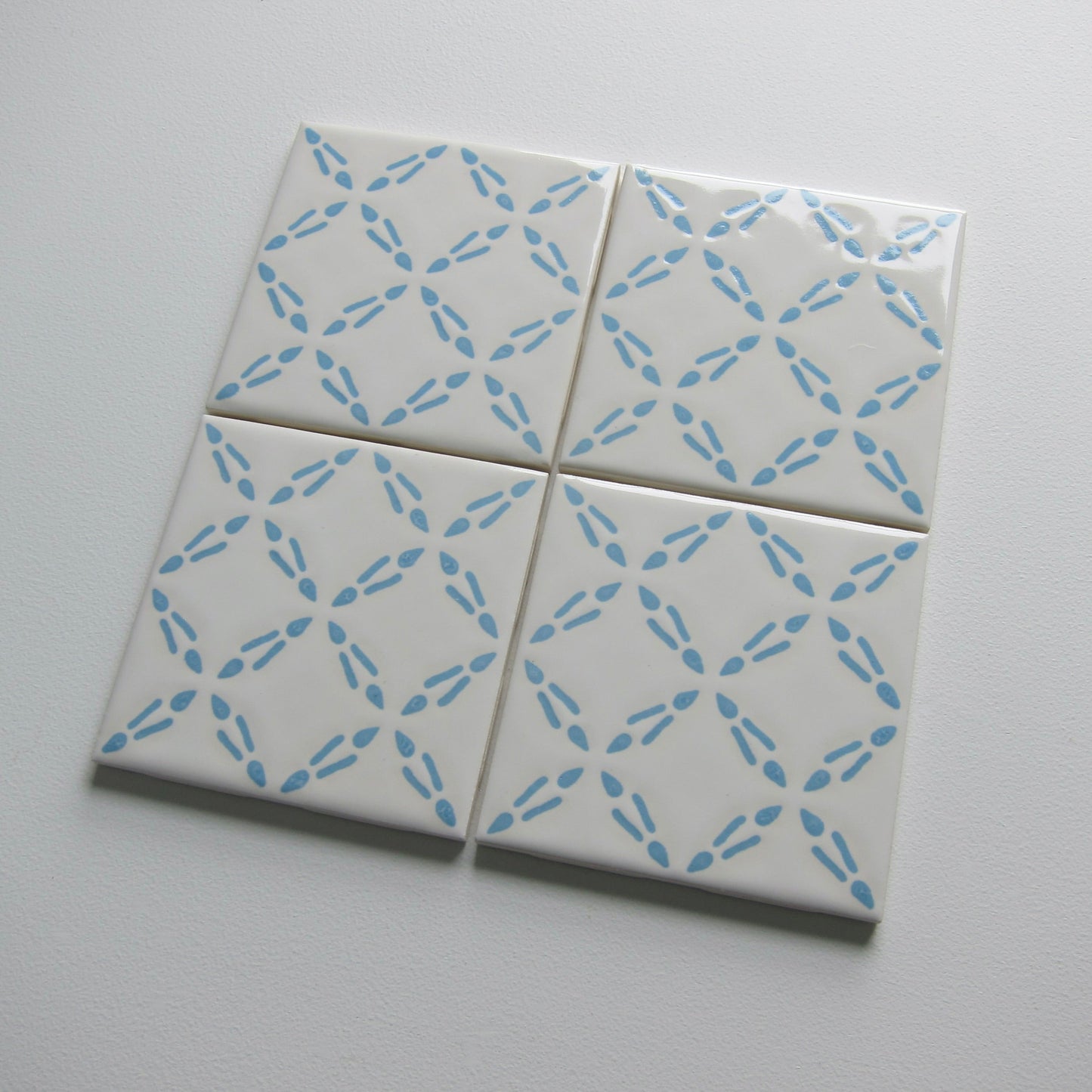 Vintage Wenczel Blue & White 1960s Mid-Century Modern Wall Tile, 24 Sq Ft Lot - 180 Piece Set