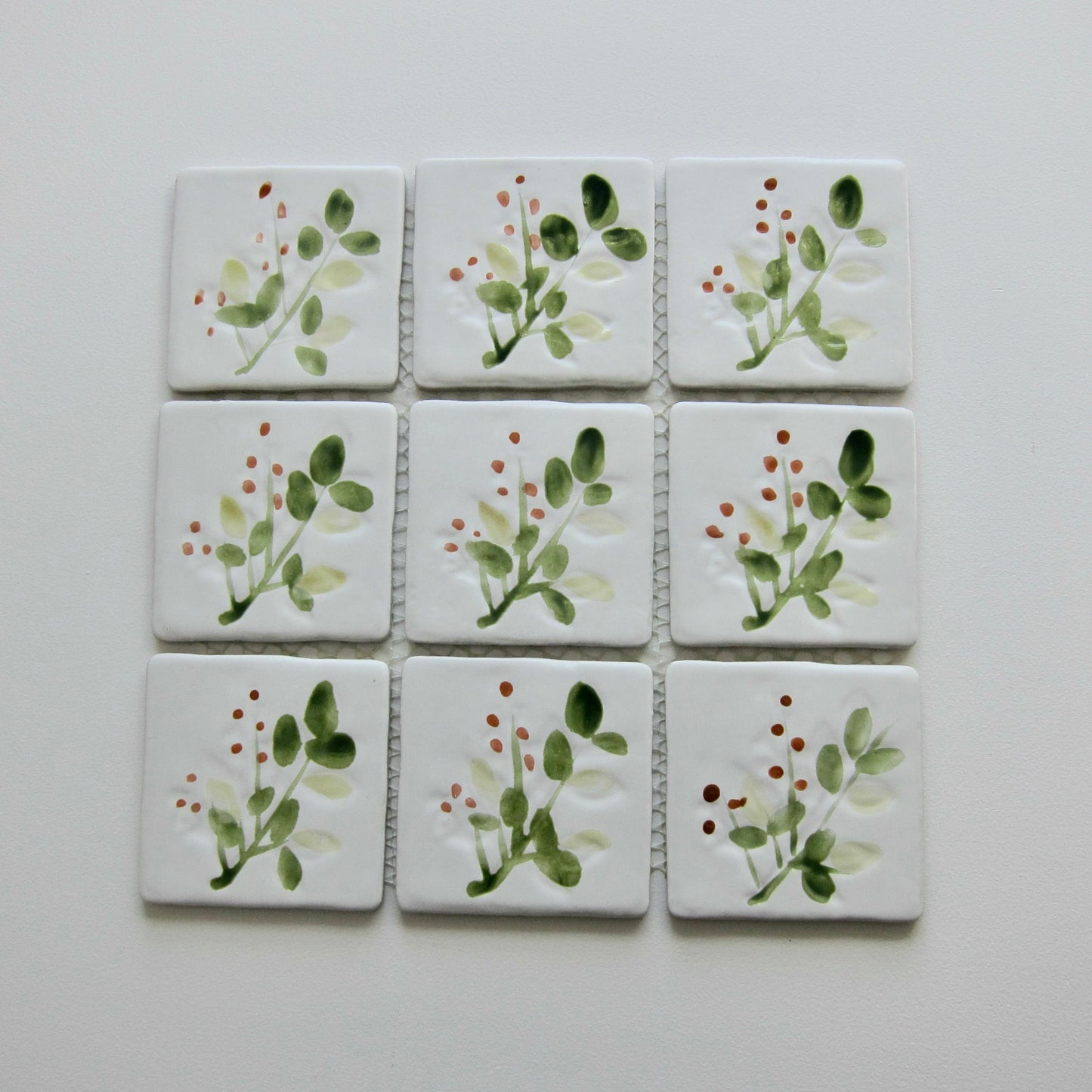 Vintage Korean 1970s Floral Wall Tile, 17 Sq Ft Lot - 21 Piece Set