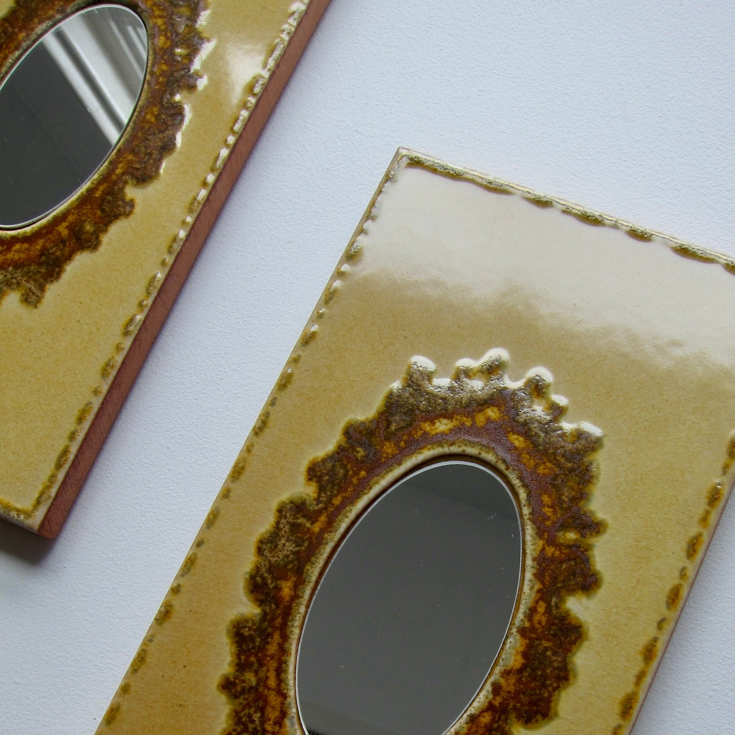 Vintage 1970s Italian Yellow Mirrored Glazed Terracotta Wall Tile, 12 Sq Ft Lot - 32 Piece Set