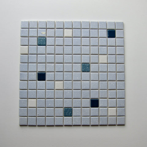 Vintage Japanese Mosaic 1970s Blue Floor/ Wall Tile, 27 Sq Ft Lot - 24 Piece Set