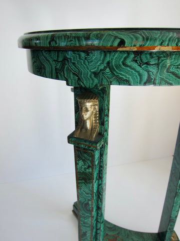 Late 20th Century French Empire Style Egyptian Accent Maitland - Smith Malachite Painted Side Table