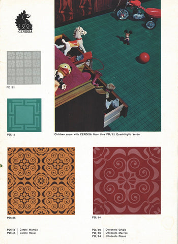 Vintage Italian 1960s Grey Floral Floor Tile, 7.75 Sq Ft Lot - 31 Piece Set