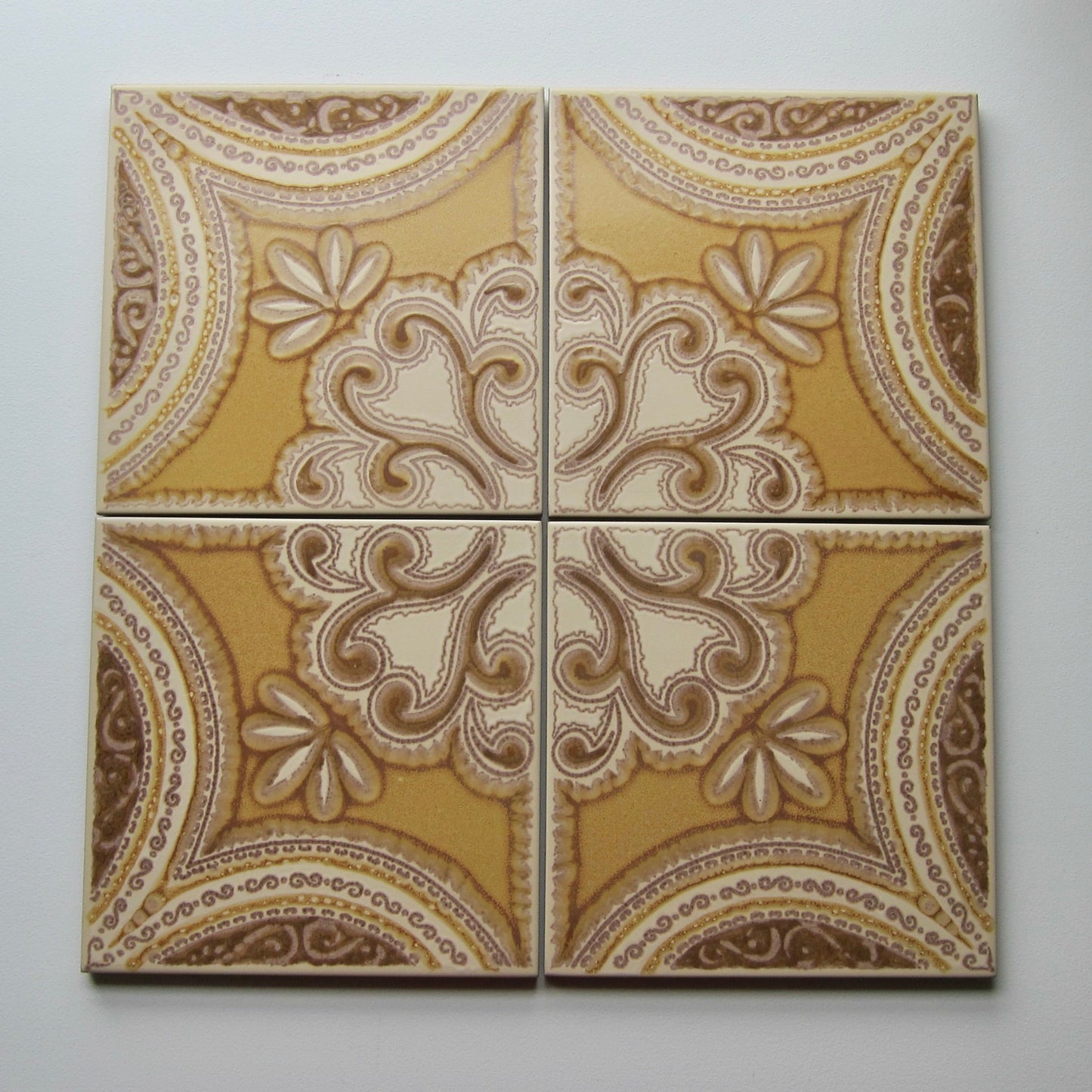 Vintage 1970s Italian Yellow Glazed Terracotta Floor Tile, 12 Sq Ft Lot - 27 Piece Set, 24 Sq Ft Available