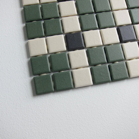 Vintage 1990s Daltile Mosaic Black & Green Floor Tile, 24 Sq Ft Lot - 12 Piece Set, 216 Sq Ft Available