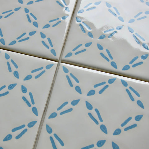 Vintage Wenczel Blue & White 1960s Mid-Century Modern Wall Tile, 24 Sq Ft Lot - 180 Piece Set