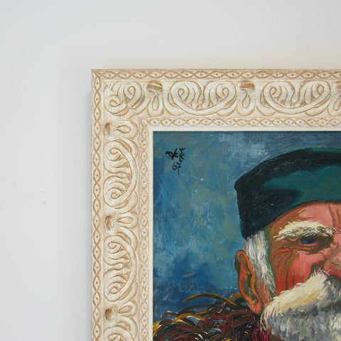 Mid 20th Century Oil Painting Portrait of a Man With a Strong Mustache