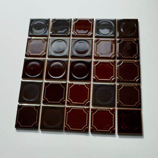 Vintage Japanese 1970s Brown Wall Tile, 10 Sq Ft Lot - 10 Piece Set, 50 Sq Ft Available