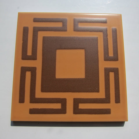 Vintage Brown Greek Key Floor Tile