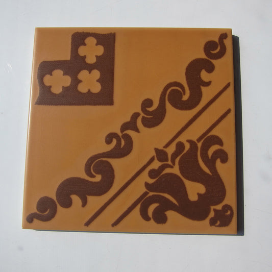 Vintage Scarf Print Brown Floor Tile