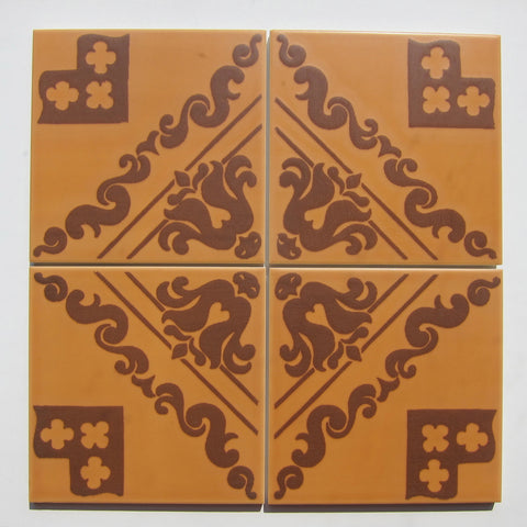 Vintage Scarf Print Brown Floor Tile