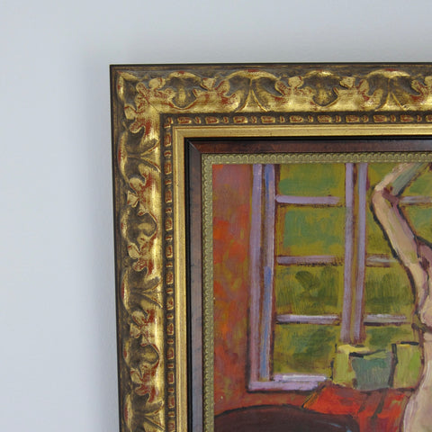 Late 20th Century "Model in Trinidad Studio" Jae Dougall Fauvist Nude Oil Painting on Board, Framed