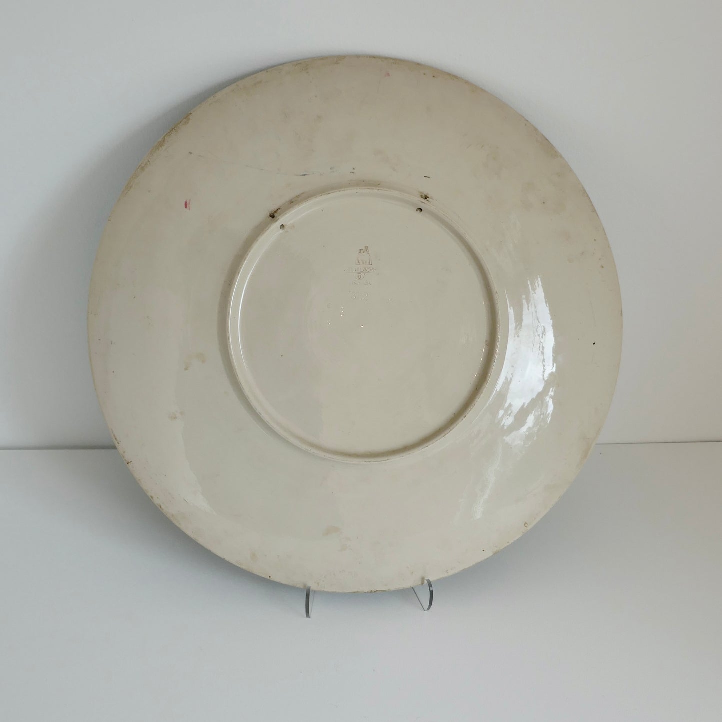 Antique 19th Century Large Opaque Mettlach Villeroy & Boch Phanolith Porcelain Charger