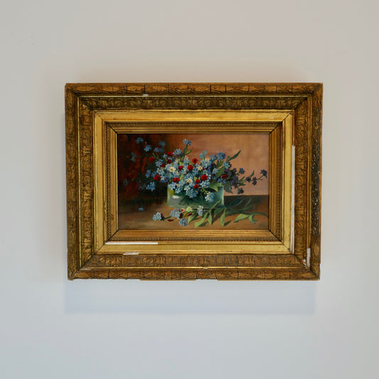 19th Century Oil Painting - Jules Larcher French Still Life of Forget-Me-Nots